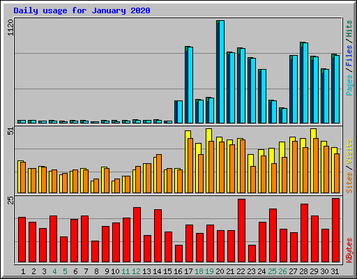 Daily usage for January 2020