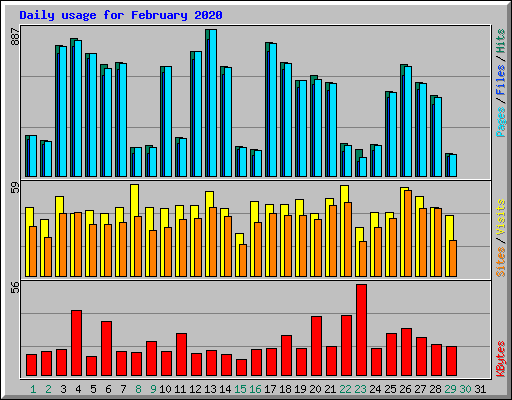 Daily usage for February 2020