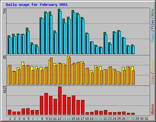 Daily usage for February 2021