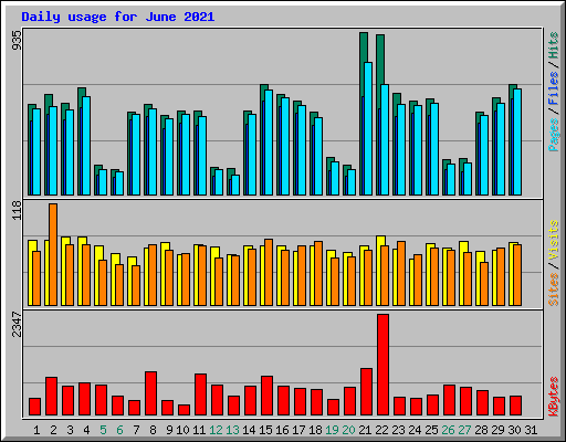 Daily usage for June 2021
