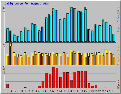 Daily usage for August 2024