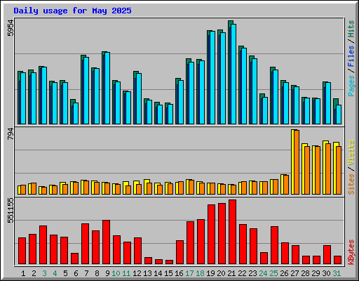 Daily usage for May 2025